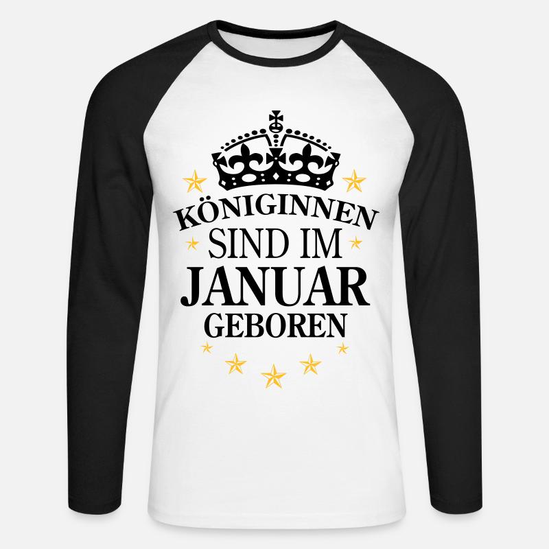 Königinnen Januar - Unisex Baseballshirt langarm - Weiß/Schwarz