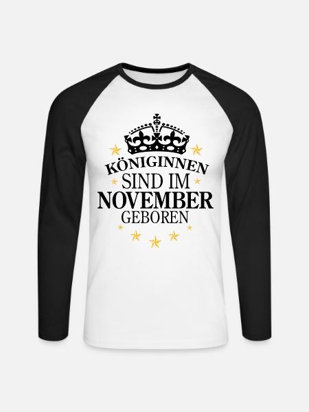 Königinnen November - Unisex Baseballshirt langarm - Weiß/Schwarz