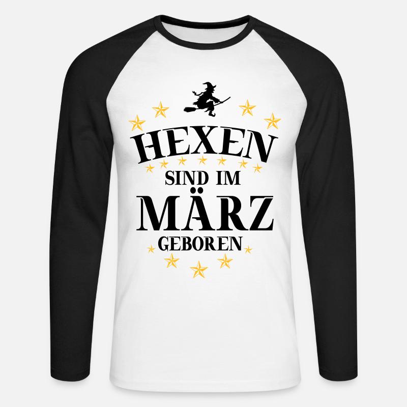 Hexen März - Unisex Baseballshirt langarm - Weiß/Schwarz