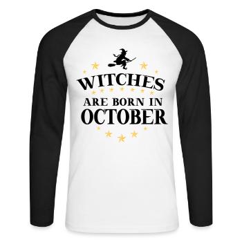 Witches Oktober - Unisex Baseballshirt langarm - Weiß/Schwarz - Vorne - Nik (191cm)