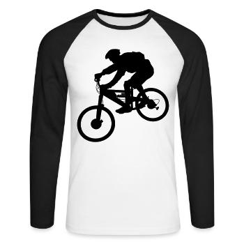 Biker - Unisex Baseballshirt langarm - Weiß/Schwarz - Vorne - Nik (191cm)