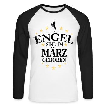 Ange de mars - T-shirt baseball manches longues Homme - blanc/noir - Devant - Nik (191cm)
