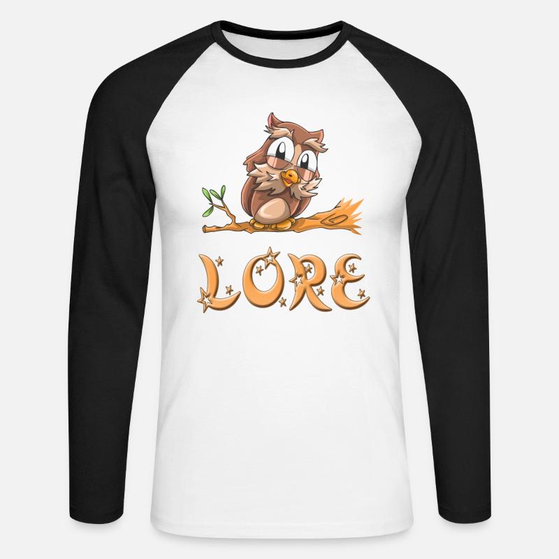 Eule Lore - Unisex Baseballshirt langarm - Weiß/Schwarz