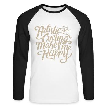 Artistic Cycling, Artistic Cycling, Makes Me Happy - Unisex Long Sleeve Baseball T-Shirt - white/black - Front - Nik (191cm)