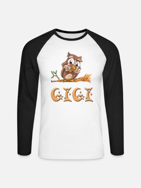 Owl Gigi - Unisex Long Sleeve Baseball T-Shirt - white/black