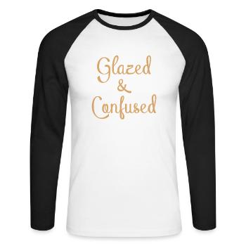 Pottery Glazed And Confused - Unisex Long Sleeve Baseball T-Shirt - white/black - Front - Nik (191cm)