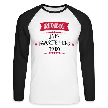 équitation - T-shirt baseball manches longues Homme - blanc/noir - Devant - Nik (191cm)