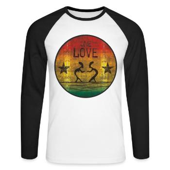 one love reggae - Unisex Baseballshirt langarm - Weiß/Schwarz - Vorne - Nik (191cm)