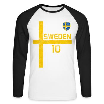 Suède - T-shirt baseball manches longues Homme - blanc/noir - Devant - Nik (191cm)