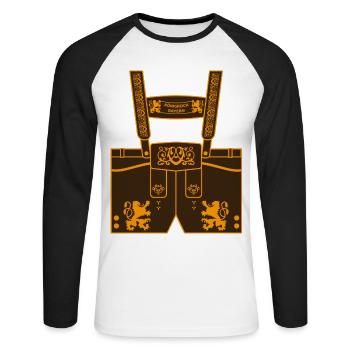 10 Pantalon en cuir Salopette royaume de Bavière - T-shirt baseball manches longues Homme - blanc/noir - Devant - Nik (191cm)