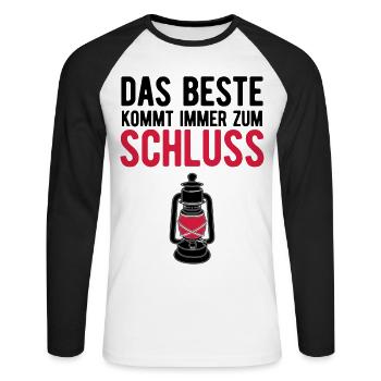 Joggen das beste kommt immer zum schluss - Unisex Baseballshirt langarm - Weiß/Schwarz - Vorne - Nik (191cm)