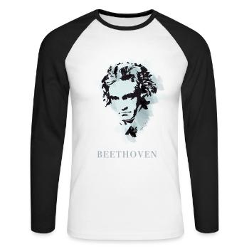 beethoven classical music composer concert deaf pop - Unisex Long Sleeve Baseball T-Shirt - white/black - Front - Nik (191cm)
