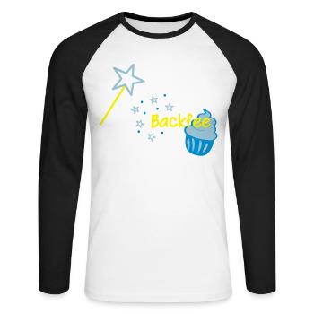Cupcaki Backfee - Unisex Baseballshirt langarm - Weiß/Schwarz - Vorne - Nik (191cm)