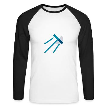 Satellit im All – Blaues Space Icon - Unisex Baseballshirt langarm - Weiß/Schwarz - Vorne - Nik (191cm)