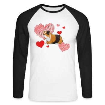 I Love Guinea Pigs - Unisex Long Sleeve Baseball T-Shirt - white/black - Front - Nik (191cm)