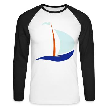bateau à voile - T-shirt baseball manches longues Homme - blanc/noir - Devant - Nik (191cm)