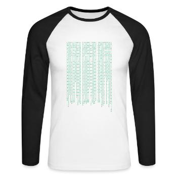 Matrix code - Unisex Long Sleeve Baseball T-Shirt - white/black - Front - Nik (191cm)