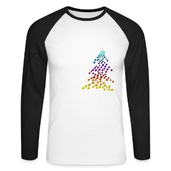 Rainbow Neon Christmas Tree – Dots & Lights - Unisex Long Sleeve Baseball T-Shirt - white/black - Front - Nik (191cm)