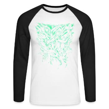 Alien Tribal / abstrakt - Unisex Baseballshirt langarm - Weiß/Schwarz - Vorne - Nik (191cm)