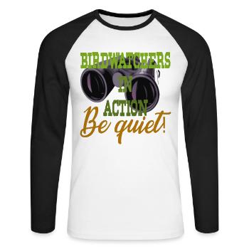 Vogelbeobachtung Ornithologie - Unisex Baseballshirt langarm - Weiß/Schwarz - Vorne - Nik (191cm)