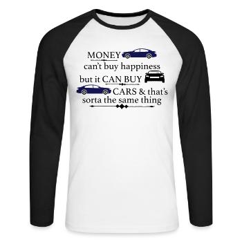 Auto - Unisex Baseballshirt langarm - Weiß/Schwarz - Vorne - Nik (191cm)