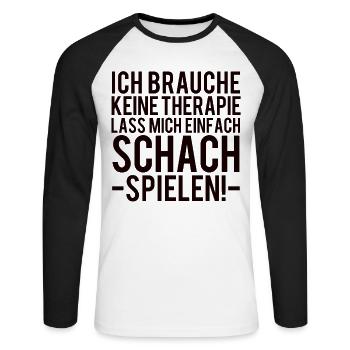 Schach - Unisex Baseballshirt langarm - Weiß/Schwarz - Vorne - Nik (191cm)