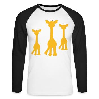 giraffe - Unisex Long Sleeve Baseball T-Shirt - white/black - Front - Nik (191cm)