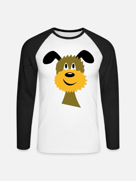 chien - T-shirt baseball manches longues Homme - blanc/noir
