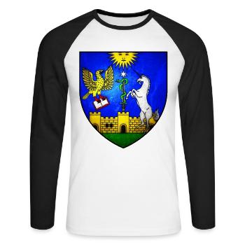 Eger Hongrie Hungary - Design - T-shirt baseball manches longues Homme - blanc/noir - Devant - Nik (191cm)