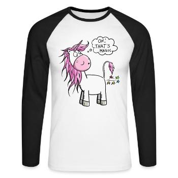 Oh! C'est magique je Licorne Pupst stardust - T-shirt baseball manches longues Homme - blanc/noir - Devant - Nik (191cm)