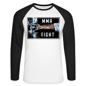 MMA - Fight - Unisex Long Sleeve Baseball T-Shirt - white/black - Front - Nik (191cm)