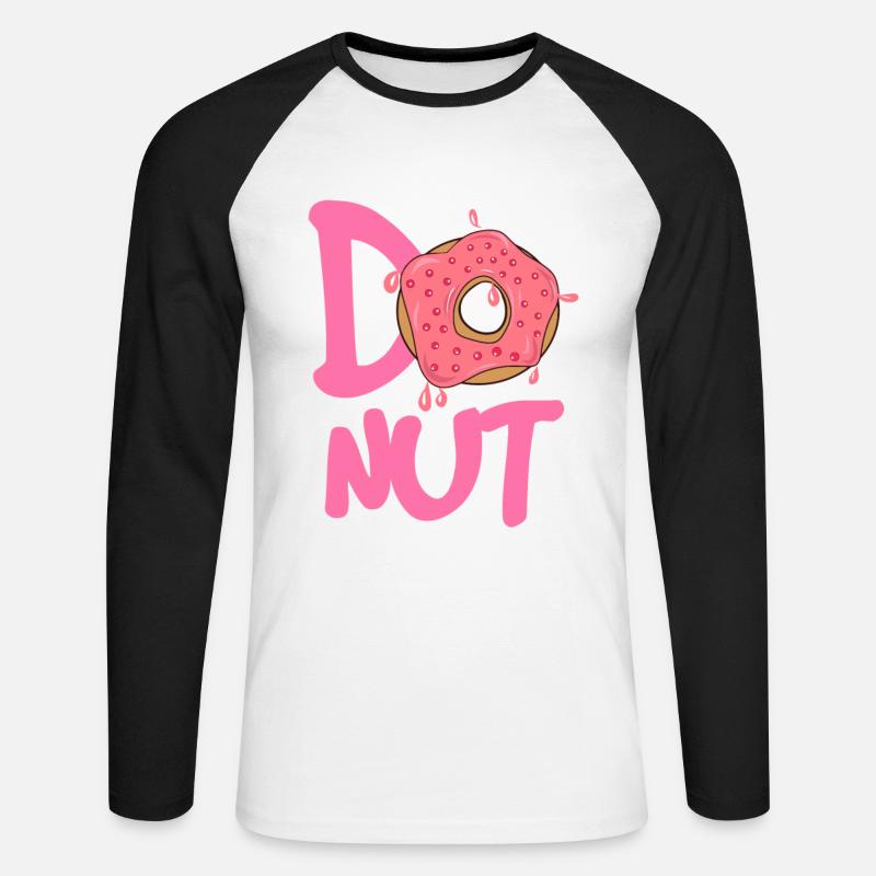 Donut Logo Pink Glanz - Unisex Baseballshirt langarm - Weiß/Schwarz
