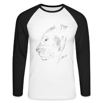 Panther - Unisex Baseballshirt langarm - Weiß/Schwarz - Vorne - Nik (191cm)