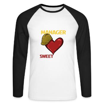 Ouvrier de la construction Coeur Amour Design - T-shirt baseball manches longues Homme - blanc/noir - Devant - Nik (191cm)