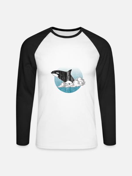 Orca Saying for Animal Welfare - Unisex Long Sleeve Baseball T-Shirt - white/black