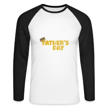 Design de la fête des pères avec couronne et lettrage - T-shirt baseball manches longues Homme - blanc/noir - Devant - Nik (191cm)