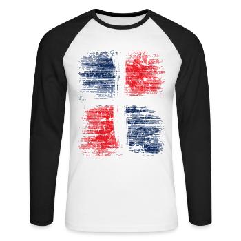 Dominikanische Republik - Unisex Baseballshirt langarm - Weiß/Schwarz - Vorne - Nik (191cm)
