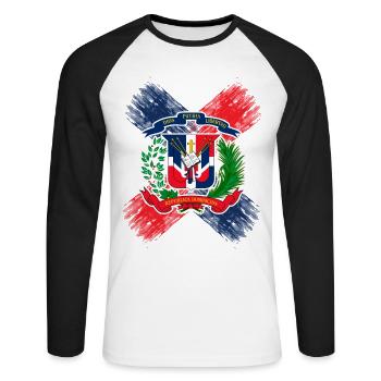 République dominicaine - T-shirt baseball manches longues Homme - blanc/noir - Devant - Nik (191cm)