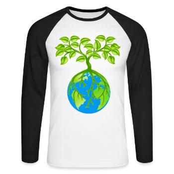Eco-Friendly Earth Friend T-Shirt - Unisex Long Sleeve Baseball T-Shirt - white/black - Front - Nik (191cm)