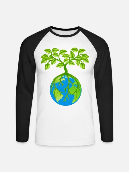 Eco-Friendly Earth Friend T-Shirt - Unisex Long Sleeve Baseball T-Shirt - white/black