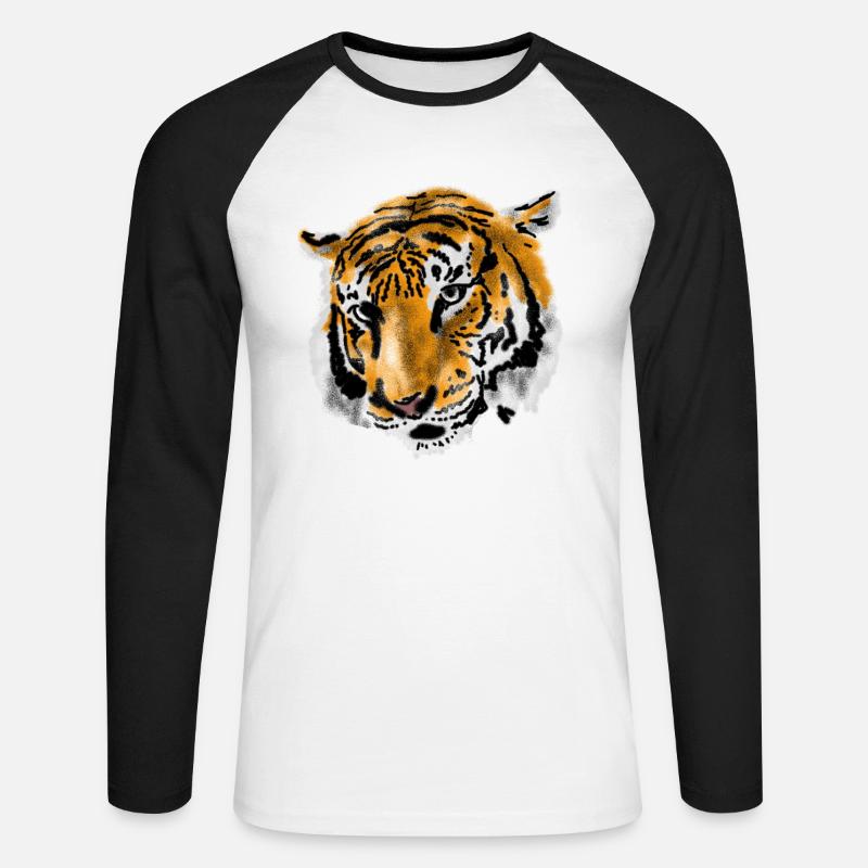 Tiger - Unisex Baseballshirt langarm - Weiß/Schwarz