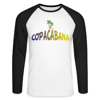 copacabana - Unisex Baseballshirt langarm - Weiß/Schwarz - Vorne - Nik (191cm)