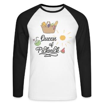 Pique-nique - T-shirt baseball manches longues Homme - blanc/noir - Devant - Nik (191cm)