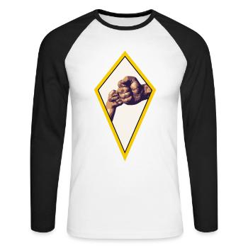 Père et fils Faust - T-shirt baseball manches longues Homme - blanc/noir - Devant - Nik (191cm)