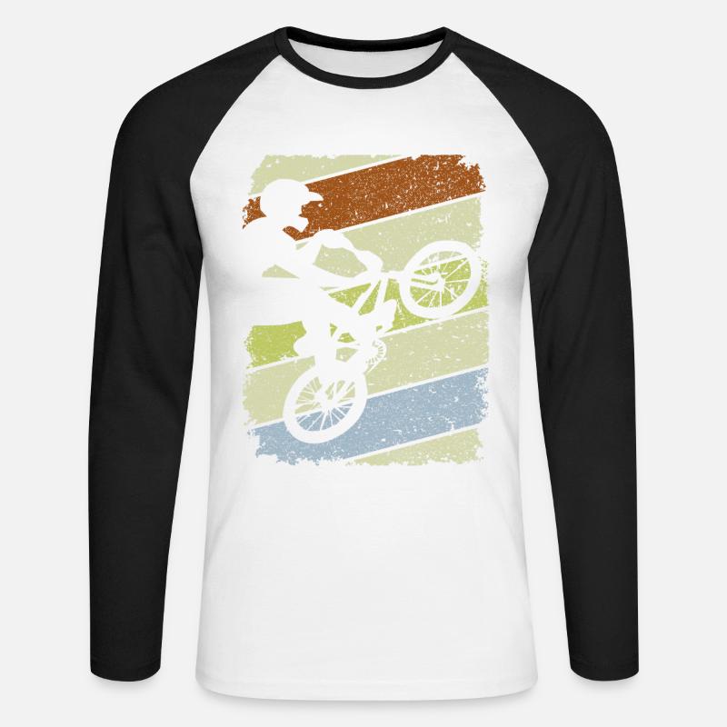 BMX - BMX Geschenkidee - BMX Rad - Unisex Baseballshirt langarm - Weiß/Schwarz