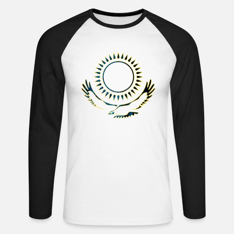Kasachstan Adler edel - Unisex Baseballshirt langarm - Weiß/Schwarz
