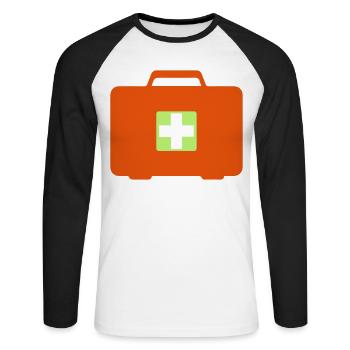 First aid kit - Unisex Long Sleeve Baseball T-Shirt - white/black - Front - Nik (191cm)