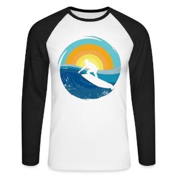 Surfeur - Planche de surf - T-shirt baseball manches longues Homme - blanc/noir - Devant - Nik (191cm)