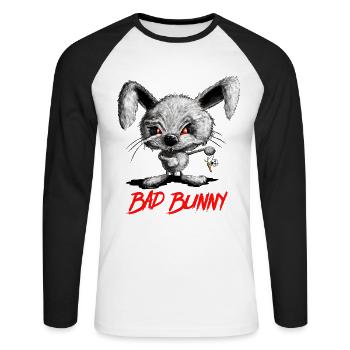 Halloween vampire lapin lapin I Méchant Lapin - T-shirt baseball manches longues Homme - blanc/noir - Devant - Nik (191cm)