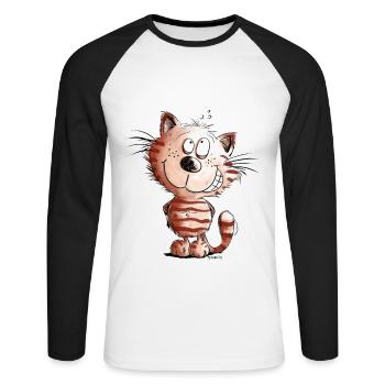 I do not cat I cat motif comic gift - Unisex Long Sleeve Baseball T-Shirt - white/black - Front - Nik (191cm)